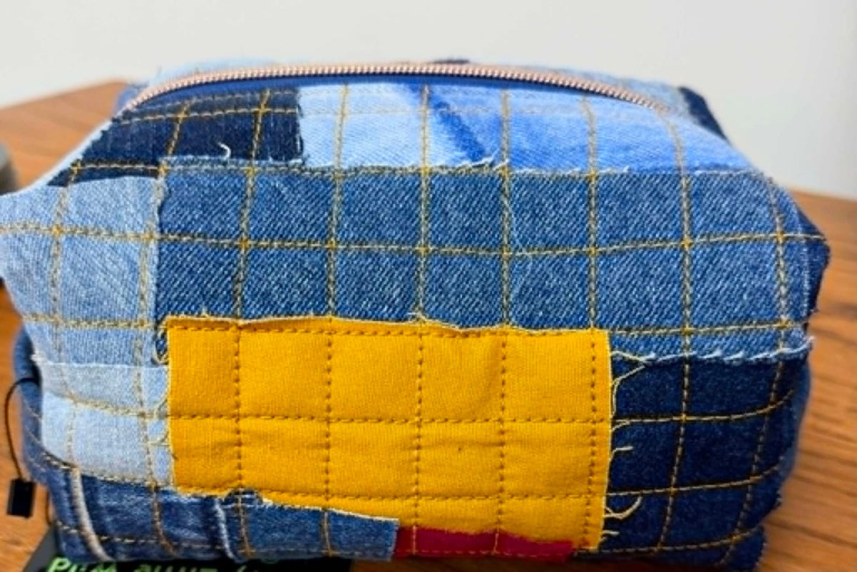 Patchwork Denim Dopp Kit