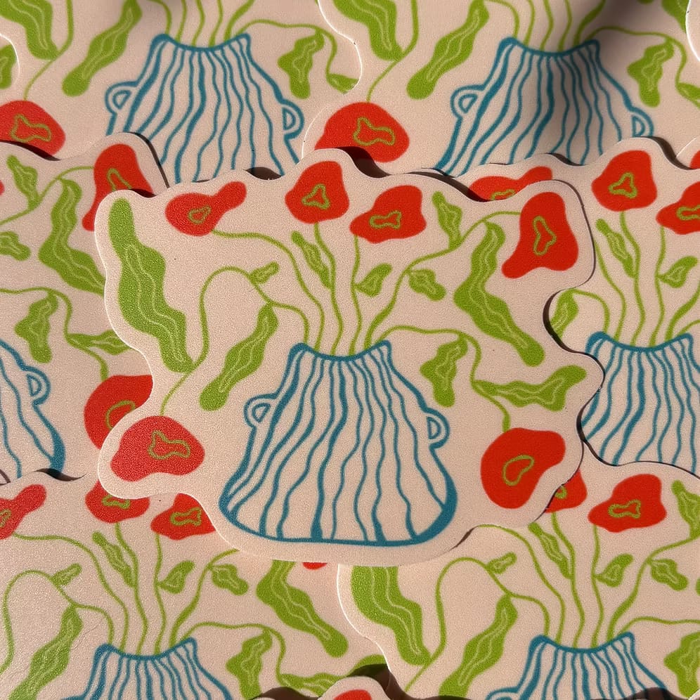 Dancing Poppies Sticker