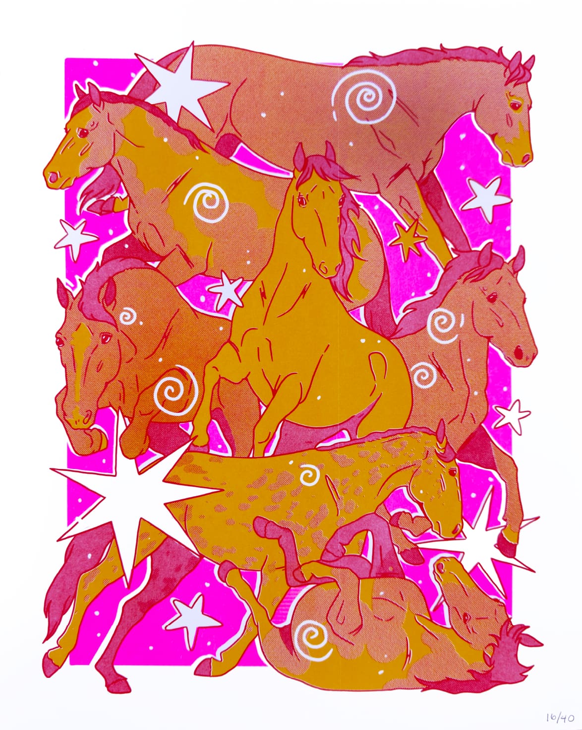 Crimson Herd Risograph Print