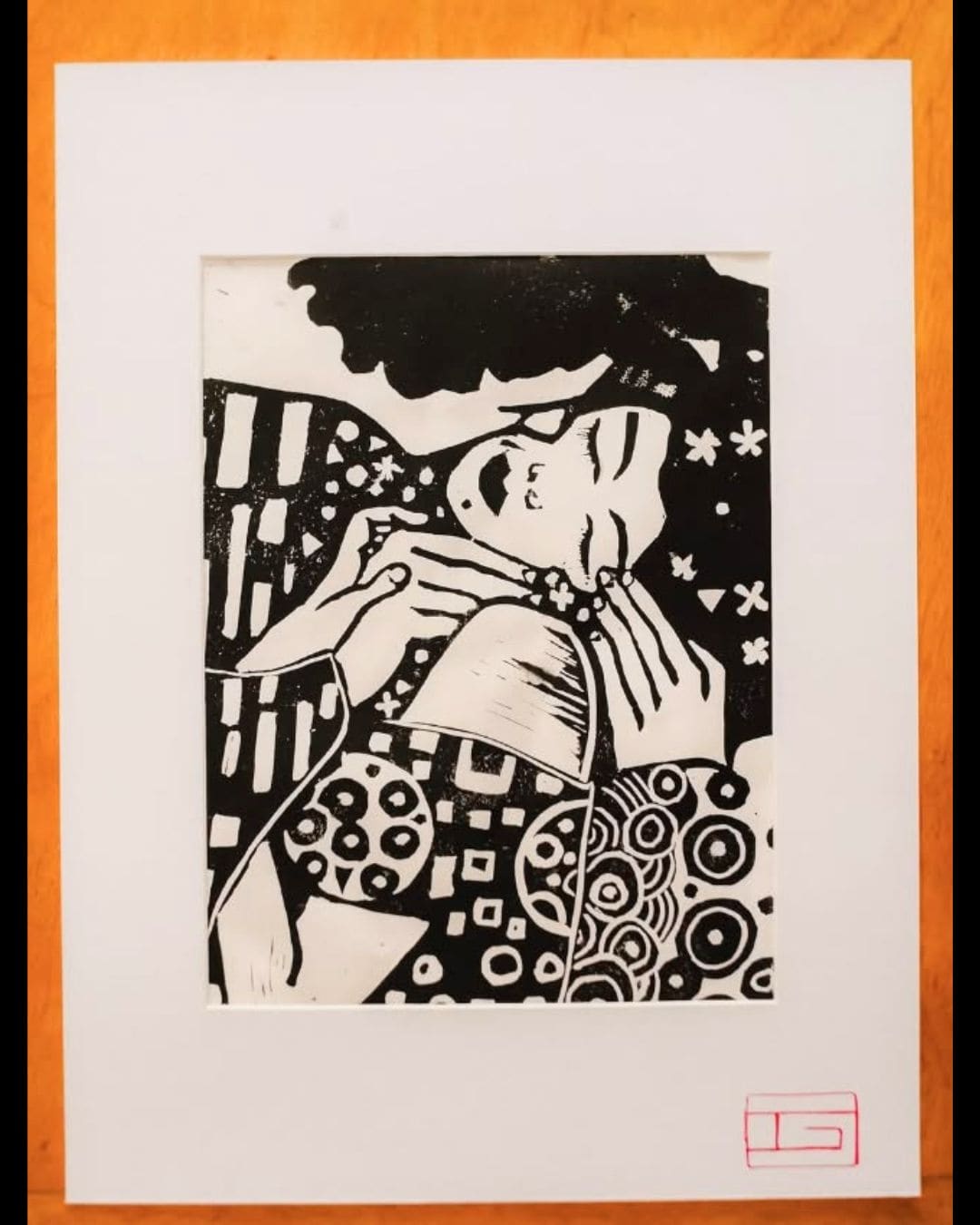 Bésame Linocut Print