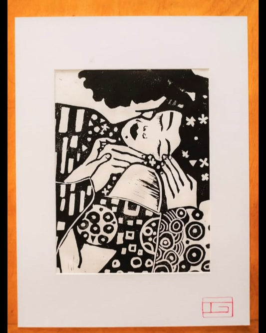 Bésame Linocut Print