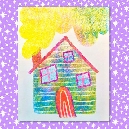 Rainbow House Riso Print
