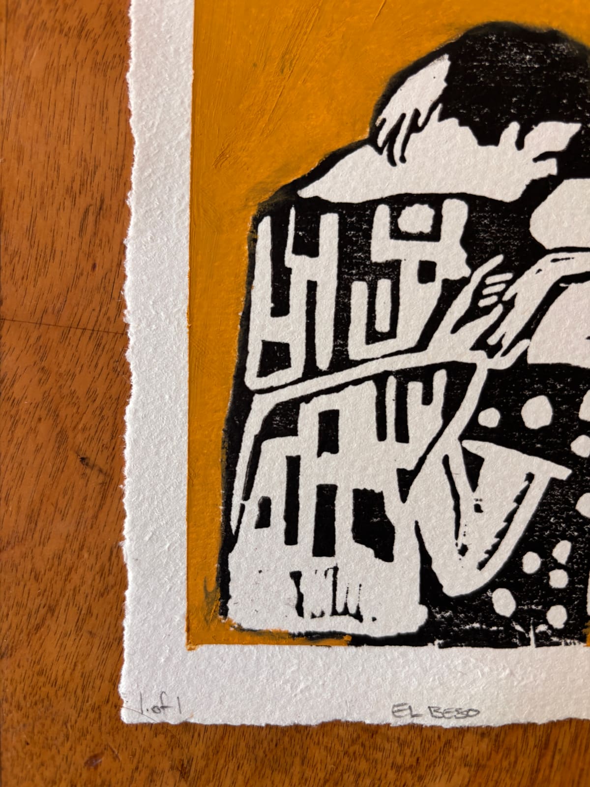 El Beso Linocut Original