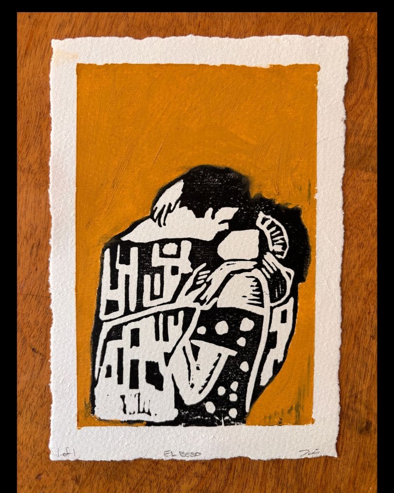 El Beso Linocut Original