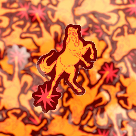 Pink Kicking Horse Sticker