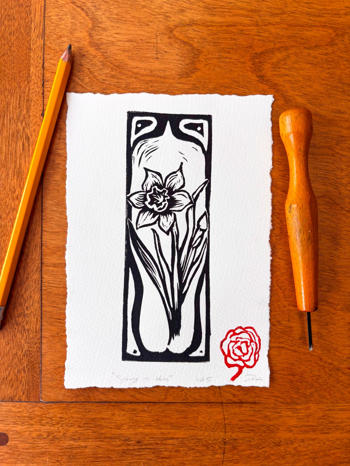 Daffodil Linocut Print