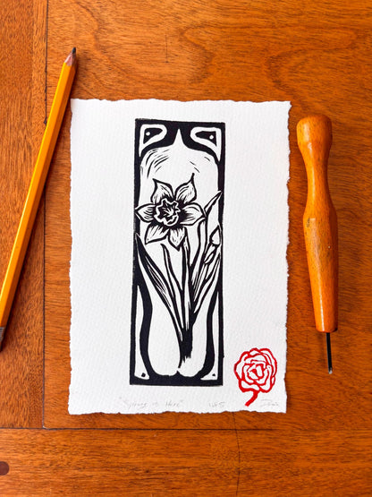 Daffodil Linocut Print