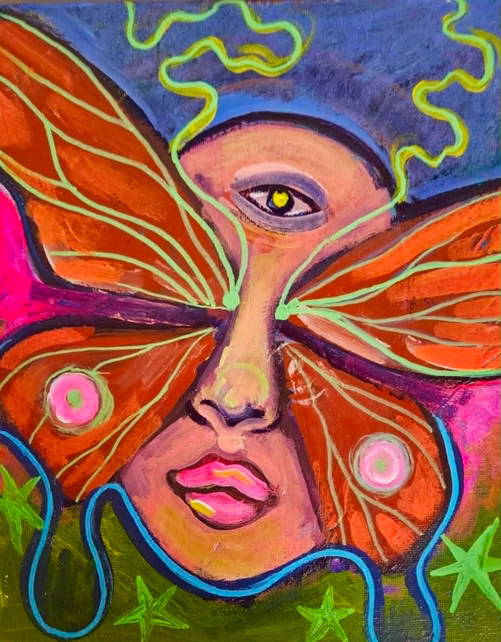 Face with Lunar Moth Print