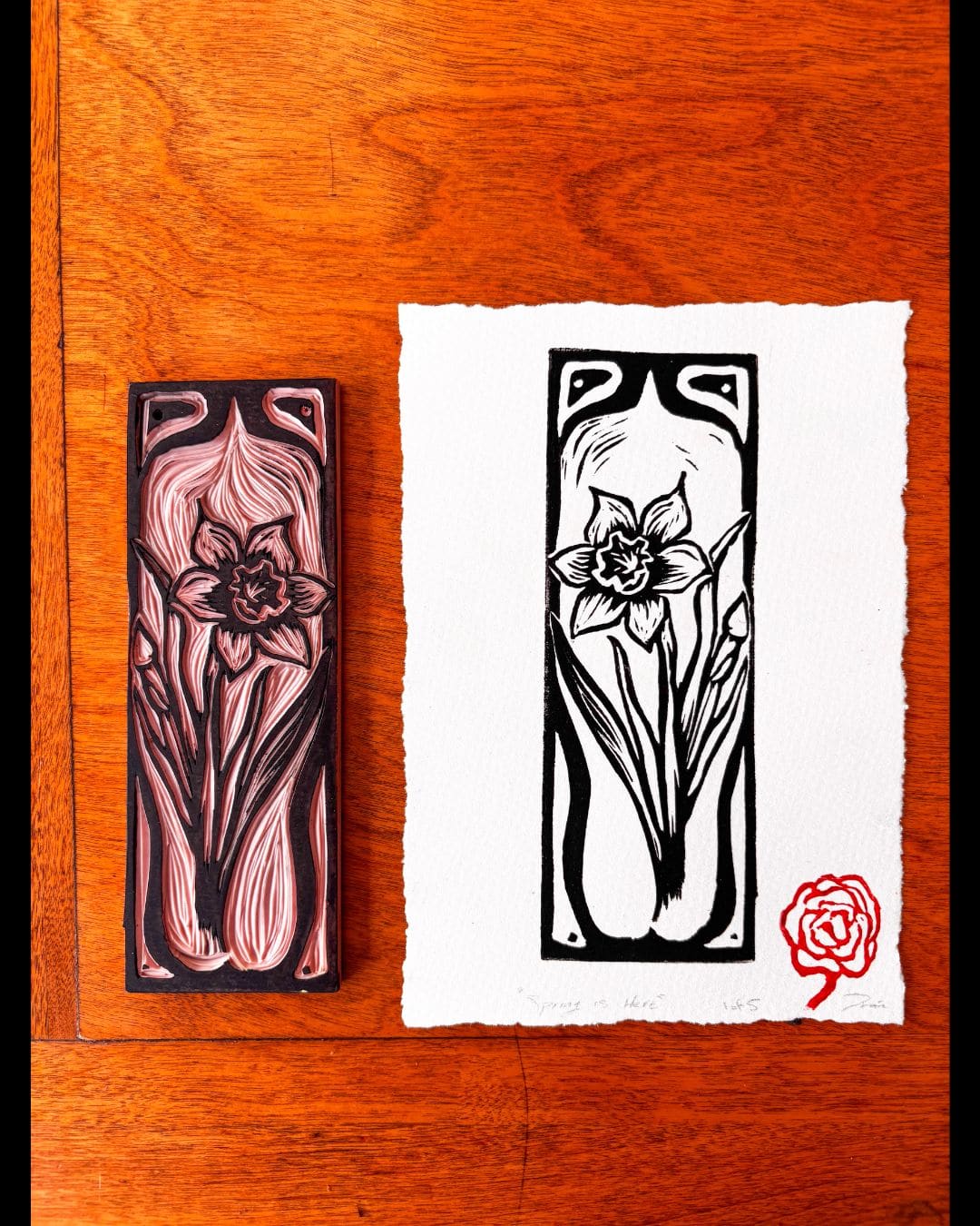 Daffodil Linocut Print