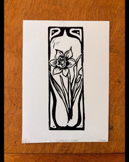 Daffodil Linocut Print