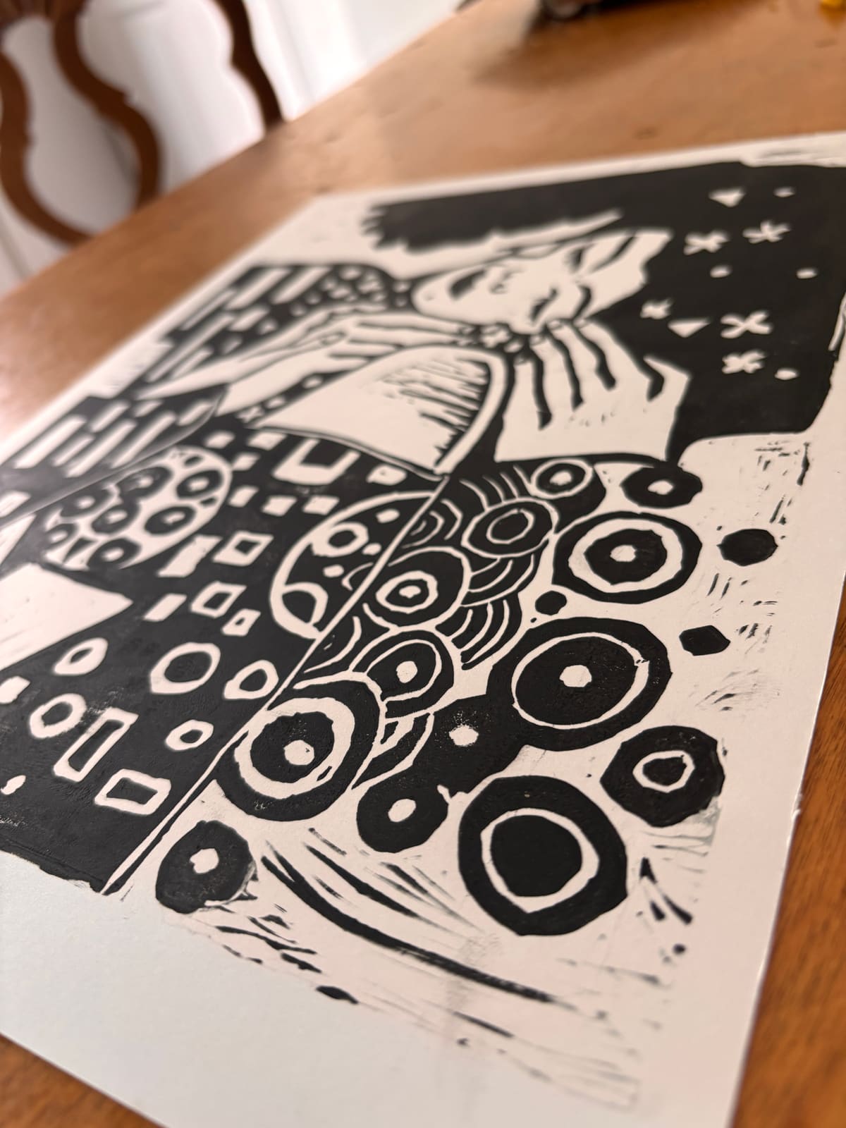 Bésame Linocut Print