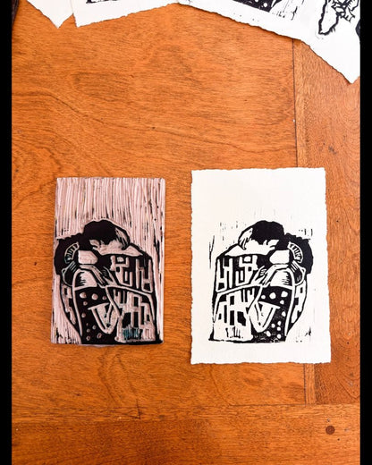 El Beso Linocut Original