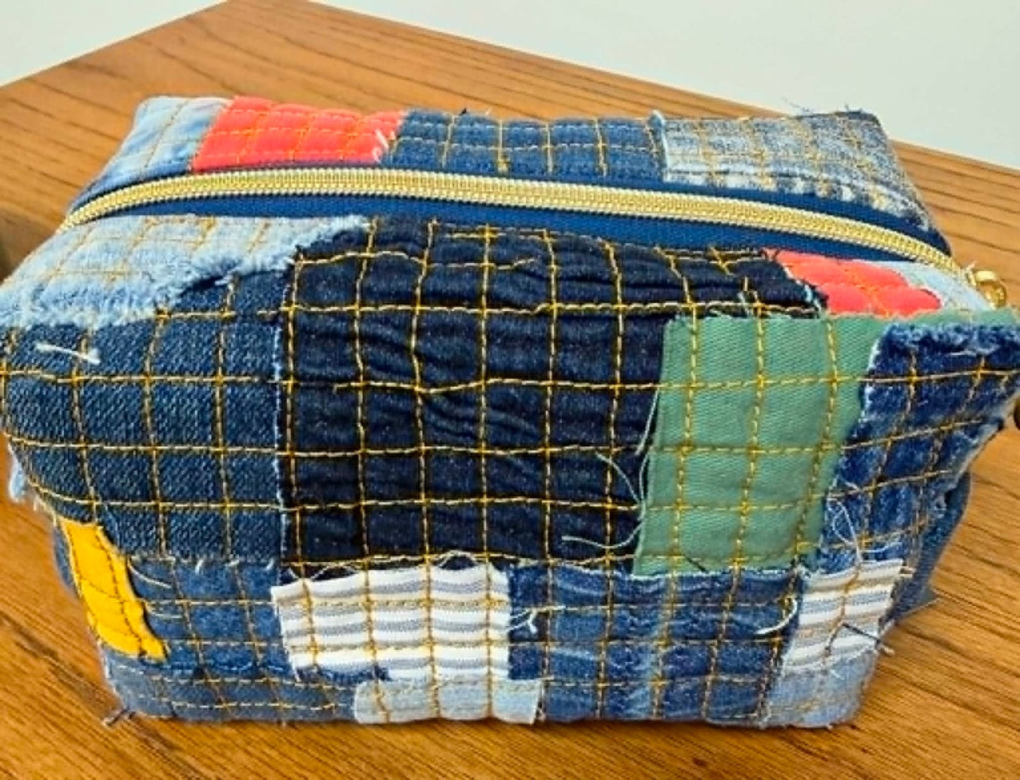 Patchwork Denim Dopp Kit