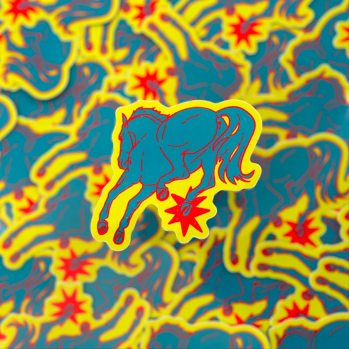 Lime and Cyan Horse Sticker