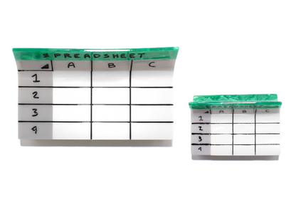 A mega spreadsheet claw and a standard spreadsheet claw next to each other on a white background