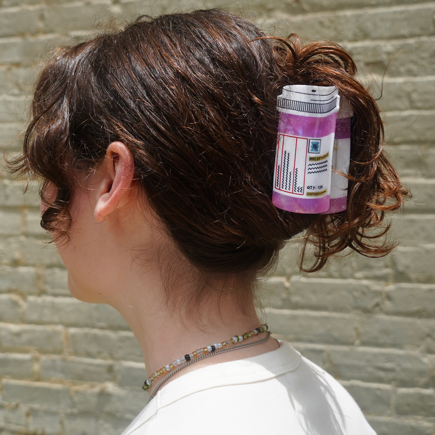 Pink Prescription Bottle Hair Claw