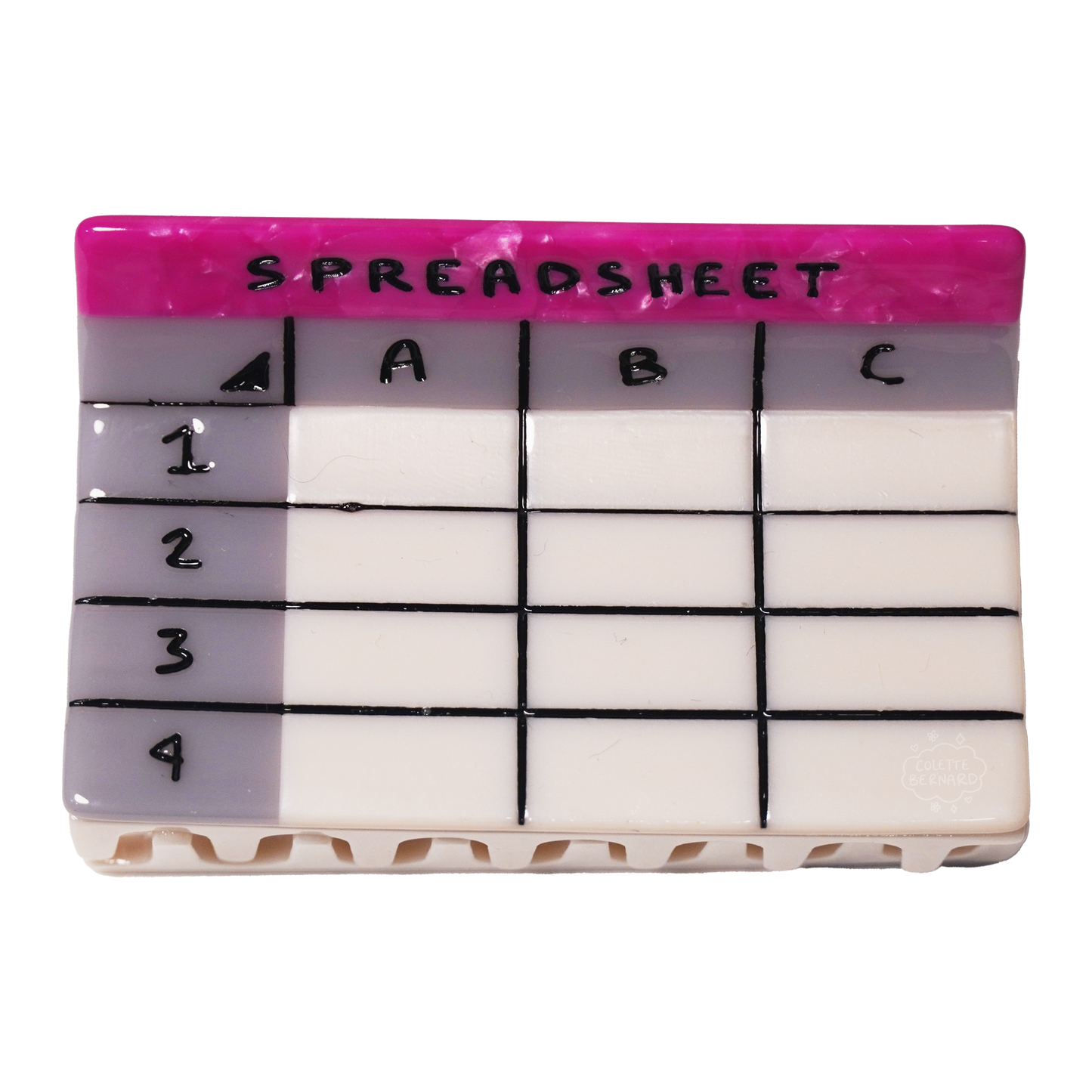 Pink Spreadsheet Hair Claw